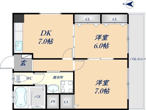 瓢箪山駅 徒歩10分 2階の物件間取画像